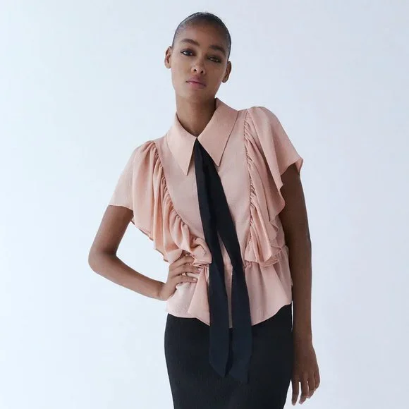 LAST ONE!!! ZARA Blouse with Contrasting Tie - Picture 2 of 12